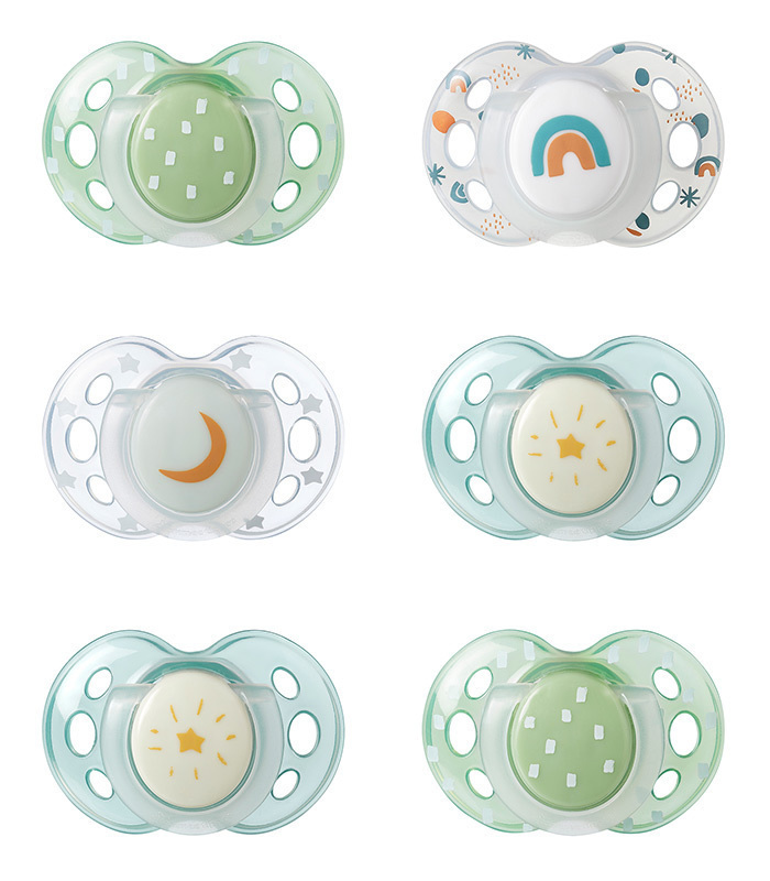 Tommee Tippee Pacifiers Night 6x 18-36 Boy